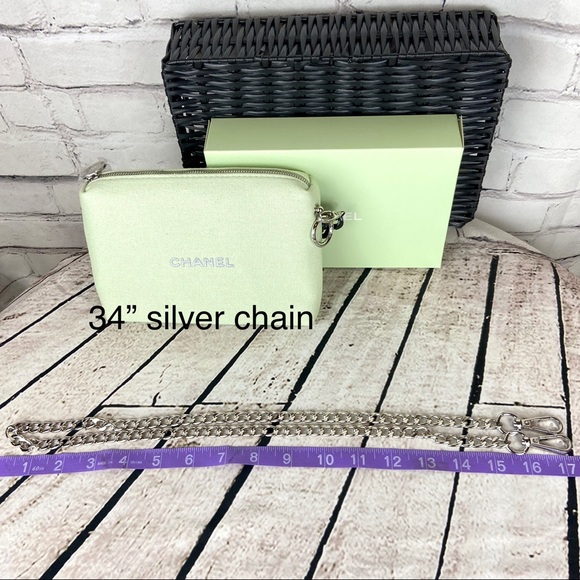 CHANEL seafoam green beauty line cosmetic pouch crossbody or bumbag tote - Picture 12 of 16